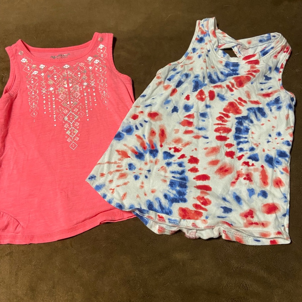 Girls Sleeveless Tops tank - Pink and Tie-Dye size 6